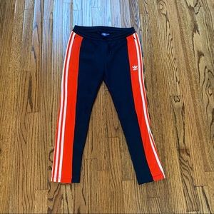 Adidas Track Pants Navy Blue With Orange Stripes